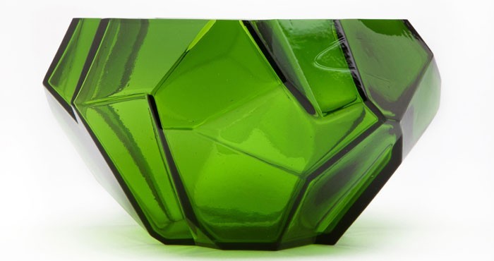 Ruba Rombic Haley Art Deco Green Glass Bowl