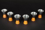 Revere EMPIRE Cocktail Cups by William Archibald Welden Chrome + Yellow Bakelite