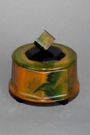 Great Catalin Box with Cube Finial in Green Swirled + Black