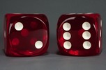 Incredible + Rare Jumbo Catalin Dice in Clear Red - 4” Square