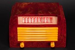 DeWald A-502 Catalin Radio ’Step-Top” in Oxblood with Yellow Insert Grill