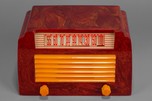 DeWald Catalin Radio A-502 ’Step-Top” in Oxblood with Yellow Insert Grill