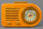 FADA Model 1000 ’Bullet’ Catalin Radio in Warm Yellow + Onyx Green