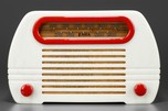 FADA Model 252 ’Temple’ Catalin Radio in Alabaster + Bright Red