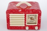 General Television Radio in Red Marbled Bakelite - Rare + Stunning