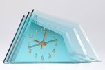 Deco Aqua Glass Crystal Bent Fyrart Waltham Clock