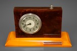 Reddish-Brown and Butterscotch Catalin Deco Clock Lighter Combo