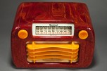 Sentinel 284 ”Wavy Grill” Catalin Radio in Oxblood Red and Butterscotch