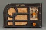 Unusual Tom Thumb ’Deco’ Radio in Brownish-Grey Painted Metal