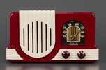 Raspberry + Ivory Trim Addison 2 &rsquo;Waterfall&rsquo; Plaskon Radio