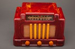 Red + Yellow Catalin Art Deco Addison 5 ”Courthouse” Radio