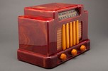 Red + Yellow Catalin Art Deco Addison 5 ”Courthouse” Radio