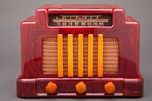 Red + Yellow Catalin Art Deco Addison 5 ”Courthouse” Radio