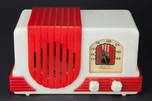 Addison 2 ”Waterfall” Catalin Art Deco Radio in Alabaster + Red