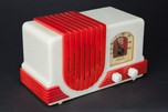 Addison 2 ”Waterfall” Catalin Art Deco Radio in Alabaster + Red