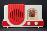 Addison 2 ”Waterfall” Catalin Art Deco Radio in Alabaster + Red