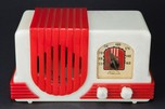 Addison 2 ”Waterfall” Catalin Art Deco Radio in Alabaster + Red