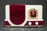 Addison 2 &rsquo;Waterfall&rsquo; Plaskon Radio in White with Raspberry Trim - Rare