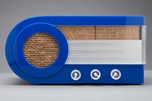 Bright Blue Plexon + Lucite CYARTS B Deluxe &rdquo;Bullet&rdquo; Radio from 1946