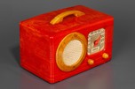 Beautiful Red Highly Swirled Motorola 50XC Catalin ’Circle-Grille’ Radio