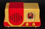 Catalin Addison 2 ’Waterfall’ Art Deco Radio in Yellow + Red