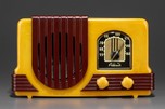 Addison 2 &rsquo;Waterfall&rsquo; Radio in Light Yellow Catalin + Maroon Bakelite