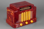 Striking Addison 5 Courthouse Catalin Radio in Oxblood Red + Yellow