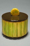 Bright Green Marbleized Catalin Powder Box with Art Deco Fluted Design