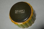 Bright Green Marbleized Catalin Powder Box with Art Deco Fluted Design