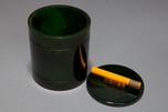 Stunning Catalin Bakelite Cigarette Box in Deep Green with Carved Cigarette