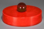Large Oval Catalin Box in Bright Red with Apple Juice Knob