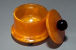 Beautiful Catalin Bakelite Box in Butterscotch with Black Accents