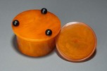 Beautiful Catalin Bakelite Box in Butterscotch with Black Accents