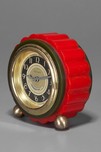 Beautiful Fluted Bakelite Clock by New Haven in Red with Green