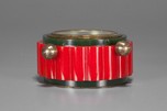 Beautiful Fluted Bakelite Clock by New Haven in Red with Green