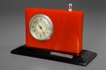 Striking Red and Black Catalin Deco Clock Lighter Combo