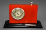 Striking Red and Black Catalin Deco Clock Lighter Combo