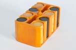 Incredible Bright Orange Catalin Poker Chip Holder - Yellow + Black Chips