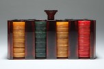 Catalin Bakelite Poker Chip Caddy with Chips - Rare Color Art Deco Design