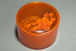 Applejuice Carved Flower Catalin Bakelite Powder Box