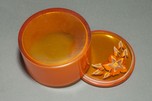 Applejuice Carved Flower Catalin Bakelite Powder Box
