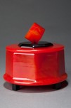 Great Catalin Box with Cube Finial in Watermelon Red + Black