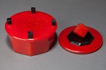 Great Catalin Box with Cube Finial in Watermelon Red + Black