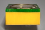 Great Emerald Green and Yellow Laminated Bakelite Clock