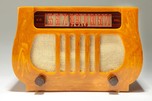 Catalin DeWald &rdquo;Harp&rdquo; A-501 Radio in Marbled Sand w/ Brown Pinwheel Knobs