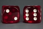 Incredible + Rare Jumbo Catalin Dice in Clear Red - 4&rdquo; Square