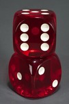 Incredible + Rare Jumbo Catalin Dice in Clear Red - 4” Square