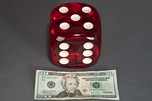 Incredible + Rare Jumbo Catalin Dice in Clear Red - 4” Square