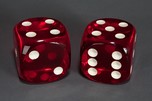 Incredible + Rare Jumbo Catalin Dice in Clear Red - 4” Square
