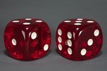 Incredible + Rare Jumbo Catalin Dice in Clear Red - 4” Square